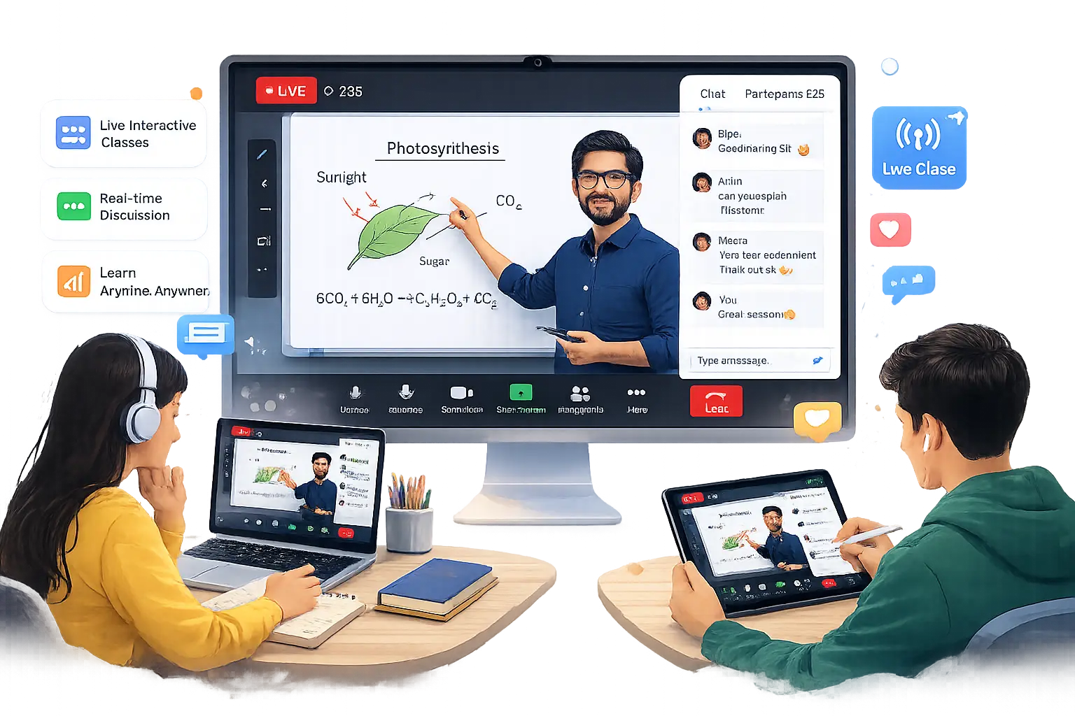 EduTech live class — an educator teaching students online